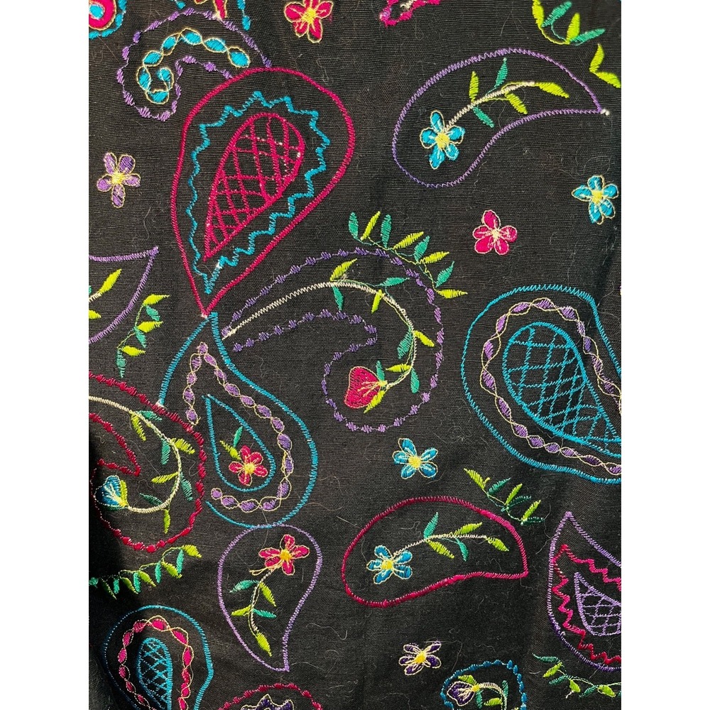 Units Petite SMALL Jacket Linen Blend Embroidered Floral Paisley Boho Festival - Picture 3 of 8
